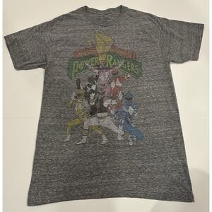 Mighty Morphin Power Rangers Saban Blue/Grey Graphic T-Shirt Size Large